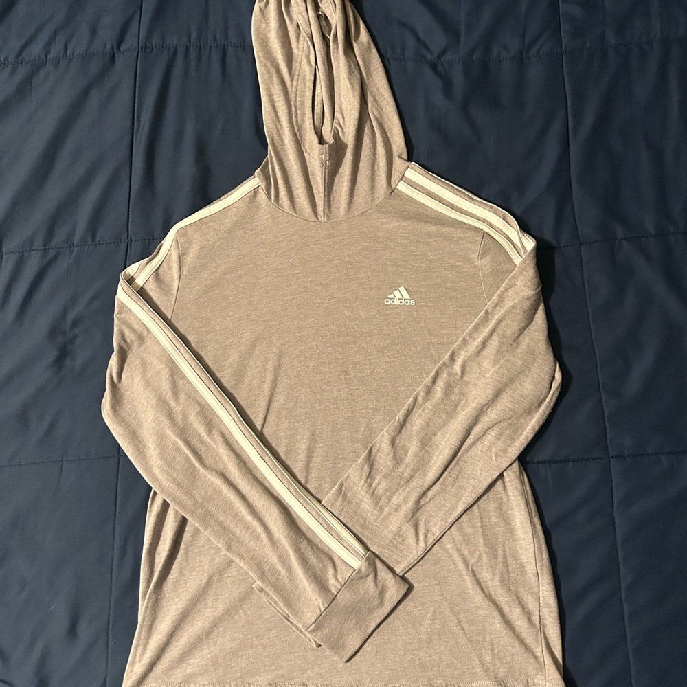 Adidas Women's Hoodie Small Gray Long Sleeve Pullover Logo Athleisure